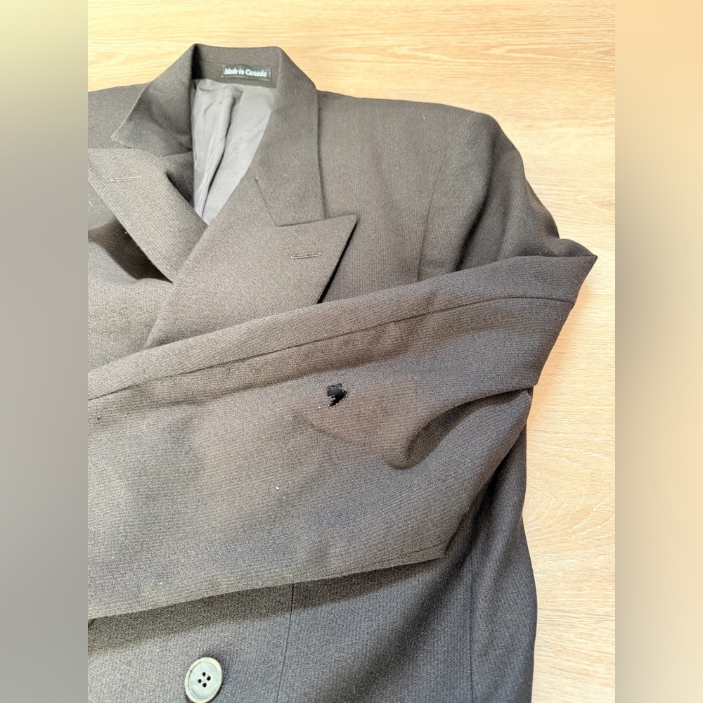 Vintage 90s Yves Saint Laurent YSL Wool Double-Breasted Blazer XL Repair Project - Picture 10 of 14